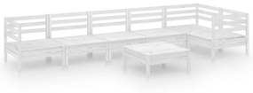 3082713 vidaXL Set mobilier de grădină, 7 piese, alb, lemn masiv de pin