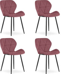 Set 4 Scaune Bucatarie/Dining Miller Catifea Roz
