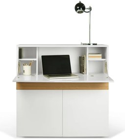 Birou cu dulap Focus White/Oak, 110 x 42 x 109 cm