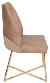 Set 2 scaune haaus Madrid, Auriu/Maro, textil, picioare metalice