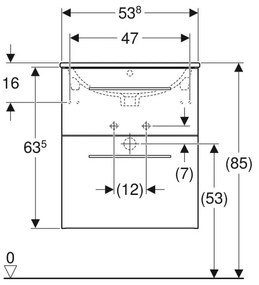 Set dulap baie cu lavoar incastrat Geberit Selnova Square, 55 cm, nuc deschis