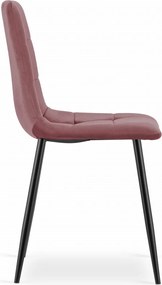 OFERTA Scaun de catifea roz KARA cu picioare negre calitatea II