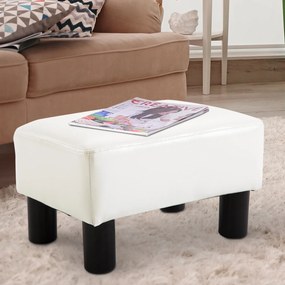 HOMCOM Taburet dreptunghiular tapițat cu piele ecologică albă, ideal pentru living și hol, 40x30x24 cm | Aosom Romania