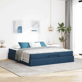vidaXL Cadru de pat Altele cu depozitare albastru 180 x 200 cm țesătură