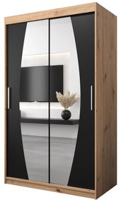 Dulap de haine 120 cm Eclipse (Stejar artisan + Negru mat). 1063394