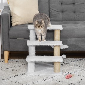 PawHut Scara pentru animale de companie cu 3 trepte, zgârier și minge de jucărie | Aosom Romania