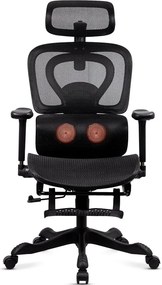 Scaun ergonomic cu masaj și încălzire, mânere 3D și spătar rabatabil SYYT 9522 negru