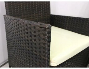 Set de grădină din rattan Aldotrade GardenLine,maro + perne de scaun crem