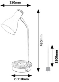 Rabalux 74001 - Lampă de birou tactilă dimabilă MOSLEY 1xE14/25W/230V