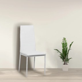 Scaun de masă Tino NOVA, piele textilă albă + metal - alb