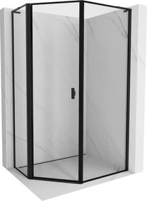 Mexen Mist L cabină de duș pentagonală asimetrică rabatabilă stânga 80 x 100 cm, ramă neagră, neagră - 8A8L-080-100-70-70-L