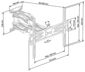 Suport TV extensibil, rotativ și înclinabil ECG LD326001