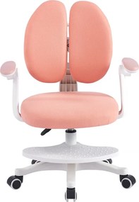 Scaun ergonomic pentru copii, spatar reglabil, suport picioare reglabil, rotativ, Roz