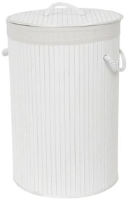 Compactor Coș pentru rufe murdare Bamboo rotund, alb