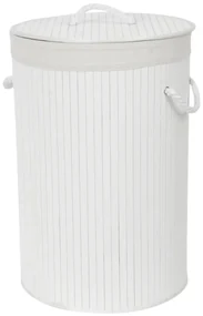 Compactor Coș pentru rufe murdare Bamboo rotund, alb