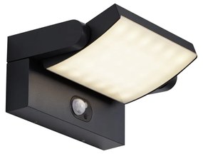 Lampă de perete pentru exterior neagră, cu LED IP54 și senzor de mișcare solar - Judge