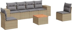 vidaXL Set canapele de grădină, 7 piese, cu perne, bej, poliratan