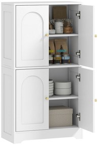 HOMCOM Bufet bucătărie, mobilier de bucătărie depozitare cu 4 uși curbate și 2 rafturi reglabile, 60 x 30 x 110 cm, alb | Aosom Romania