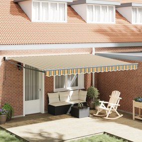 vidaXL Cort de soare retractabil manual verde și galben, 450 x 300 cm.