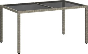 vidaXL Masă de grădină, gri, 150x90x75 cm, sticlă securizată/poliratan