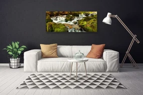 Tablou pe panza canvas Cascada Rocks Natura Alb Verde