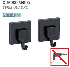 Cârlige negre 2 buc. autoadezive din plastic Quadro – Wenko