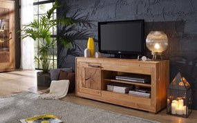 Comodă TV lemn masiv Rustic Home, 130 × 46 × 62,1 cm
