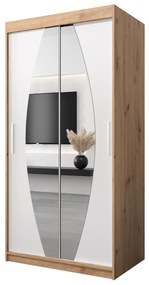 Dulap de haine 100 cm Eclipse (Stejar artisan + Alb mat). 1063379