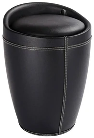 Pufa CANDY BLACK - coș de rufe, 2 în 1, WENKO, negru