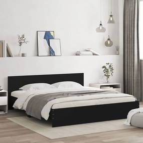 vidaXL Cadru de pat cu tăblie și LED, negru, 180x200 cm