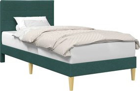 vidaXL Cadru de pat cu headboard Verde închis 100 x 200 cm țesătură