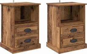 vidaXL Dulap de noapte 2 pcs Lemn vechi 36 x 43 x 60 cm Lemn compozit