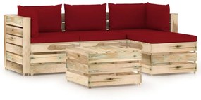 Set mobilier gradina cu perne, 5 piese, lemn verde tratat Vinsko rde  a in rjava, 5