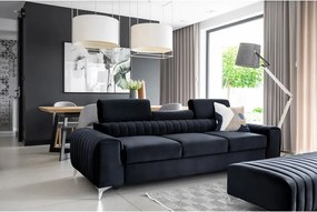 Canapea gri antracit extensibilă cu tapițerie din catifea 261 cm Laurence – ELTAP