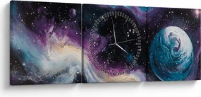 Tablou - Univers pictat (cu ceas) (90x30 cm)