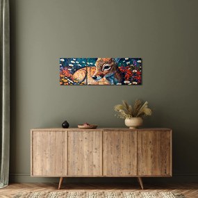 Tablou - Cerb pictat (cu ceas) (90x30 cm)