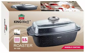 Oala tip roaster pentru cuptor si plita Kinghoff KH 1608, 5,5 litri, Capac cu dozator, Finisaj marmura, Inductie, Negru