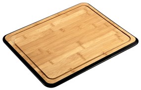 Blat de taiat din bambus cu margine neagra si canelura