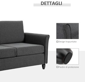 HOMCOM canapea 2 locuri tapitata compacta confortabila 141x70x78cm gri | Aosom Romania