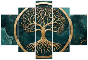 Tablou – Arborele vieții auriu în marmură (150x105 cm)
