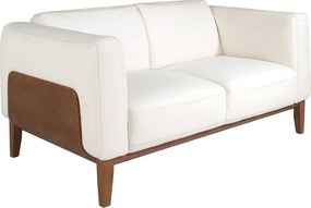 Canapea 2 locuri eleganta tapitata in piele alba, design LUX Arawan