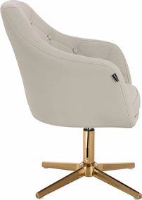 HR831CROSS Scaun Ecru Piele Ecologica Premium Soft cu Bază Aurie