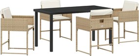 vidaXL Set de masă pentru grădină 5 pcs Bej poliratan
