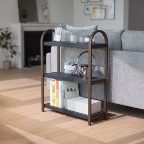 Etajeră neagră/în culoare naturală cu aspect de lemn de nuc 72x90 cm Bellwood – Umbra