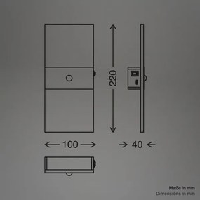 Briloner 3888015 - Aplică LED de perete reîncărcabilă cu senzor AURA, 2,5 W/5 V, 1800 mAh, neagră