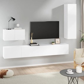 vidaXL Set dulap TV, 4 piese, alb, lemn prelucrat