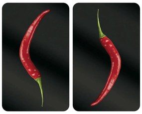Set 2 protecții din sticlă pentru aragaz Wenko Peperoni, 52 x 30 cm