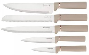 Set cutite si ustensile Klausberg KB 7935, Tocator si suport, 12 piese, Bej