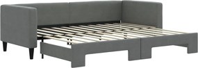 vidaXL Pat de zi cu extensie, gri închis, 80x200 cm, textil