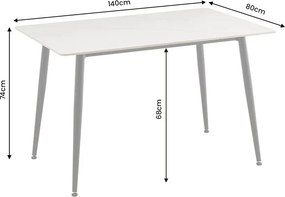 Masa dining cu blat ceramic Milano alb 140x80cm